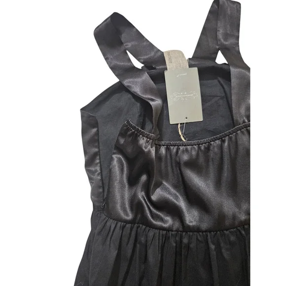 New Anthropologie burlapp swirled rosette black cocktail midi dress size 6 - Picture 9 of 12